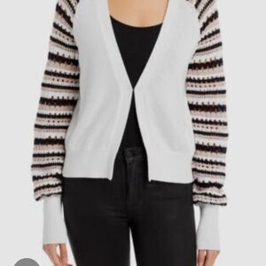 Ramy Brook Black and White Striped Cardigan